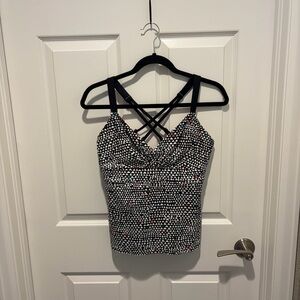 Title Nine Black and White Patterned Swim Tankini